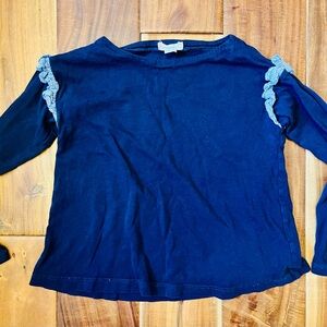 Crewcuts Navy Blue Top with ruffle sleeves